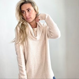 Loft Cream Ribbed Cotton & Wool Blend Sweater Size Large